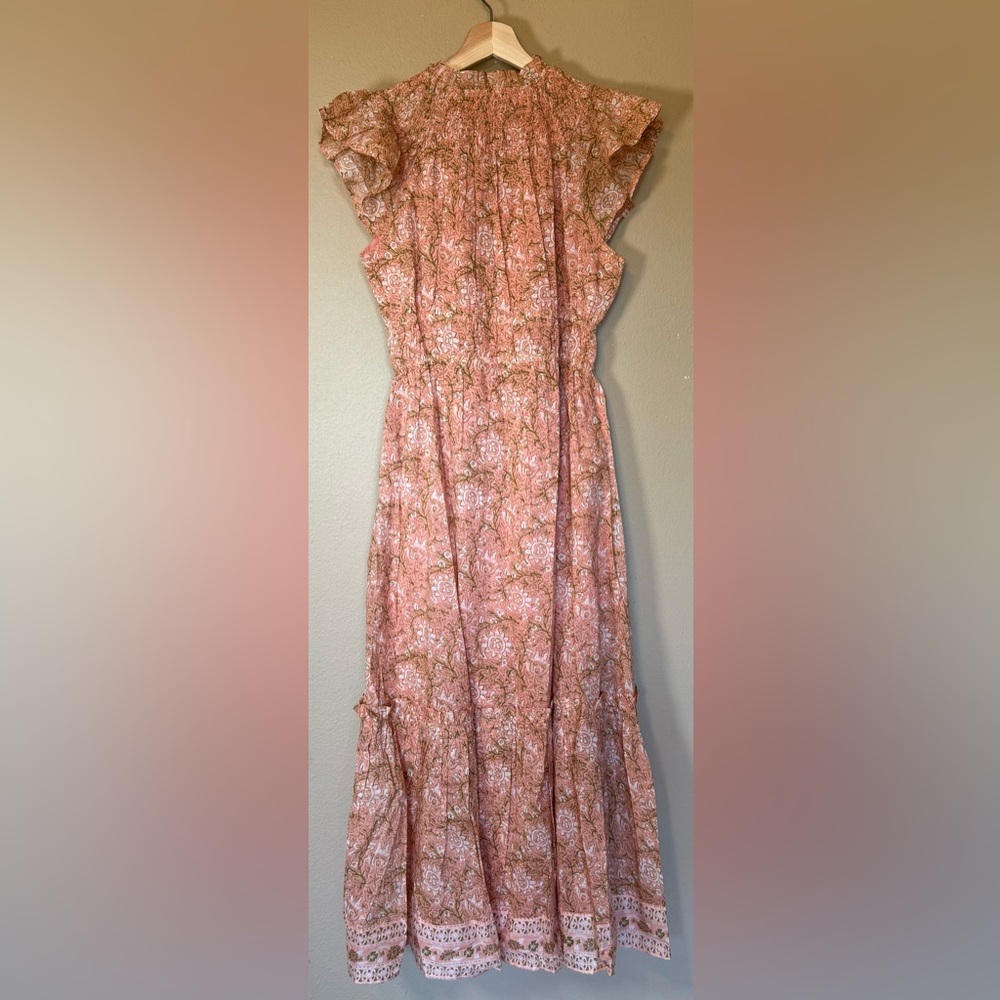 NWT CLEOBELLA Indira Ruffle Tiered Cotton Dress Blush Pink Small - Picture 3 of 9